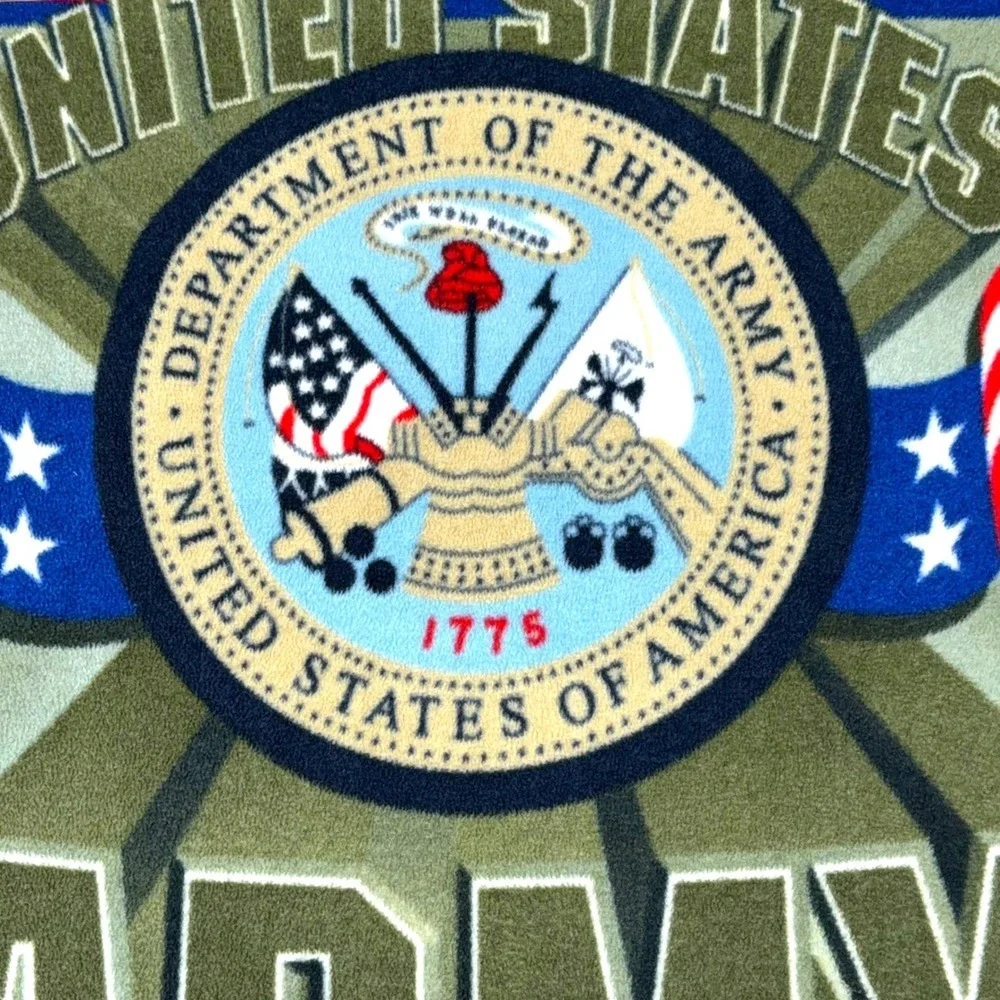US Army Fleece Throw Blanket Double Sided Military Seal‎ Tank Helicopter 46x58